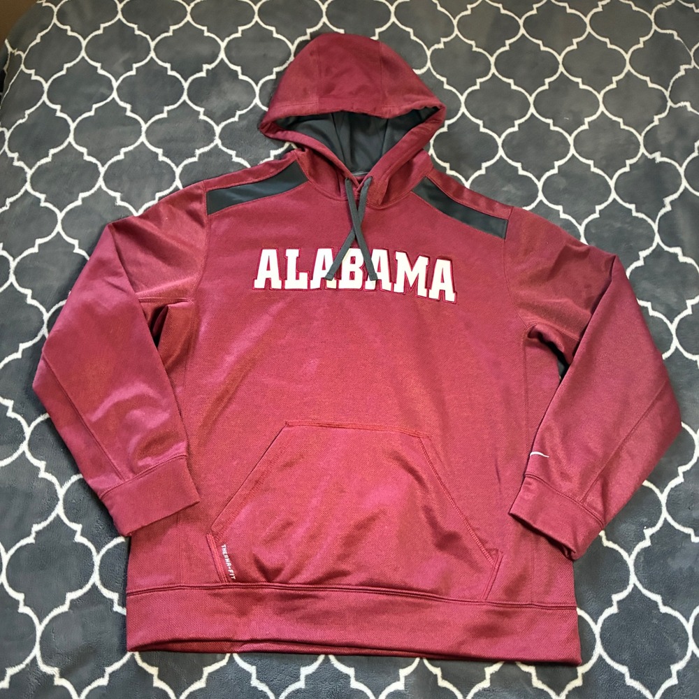 Nike Alabama Crimson Tide Therma-FIT Hoodie Mens Lrge Maroon Pullover Sweatshirt